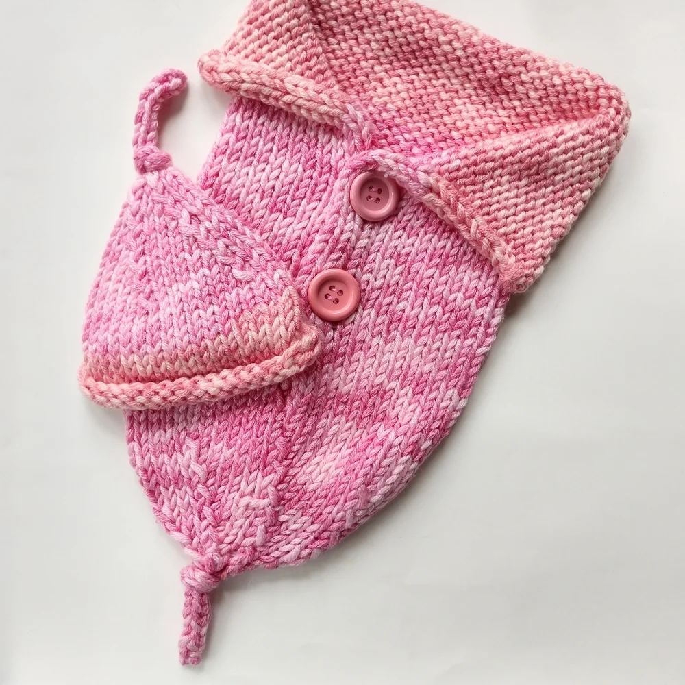Baby Cocoon Pink Photo Prop Hand Crafted Knit One Piece Heirloom